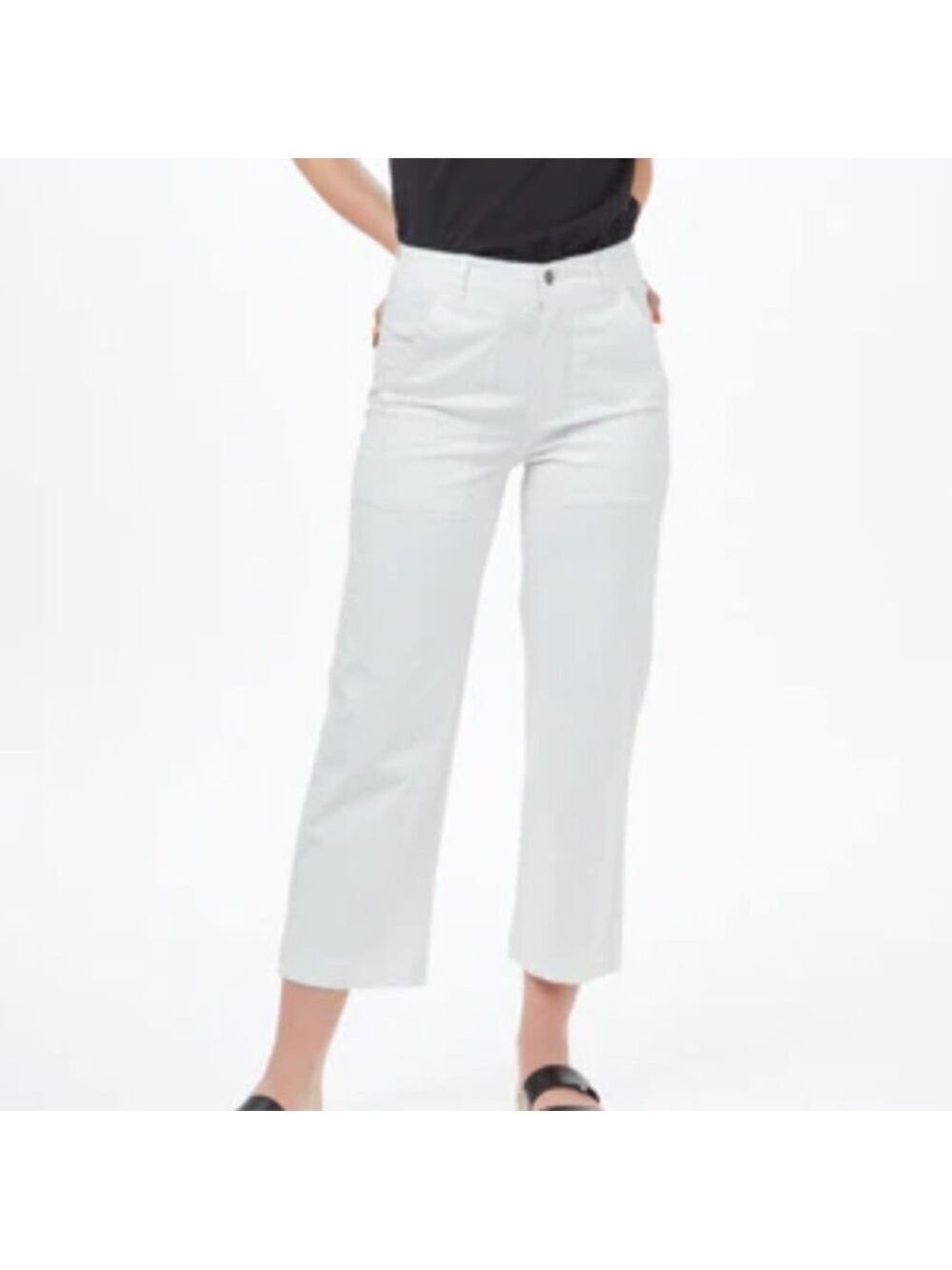 NWT Tentree white crop wide leg jeans